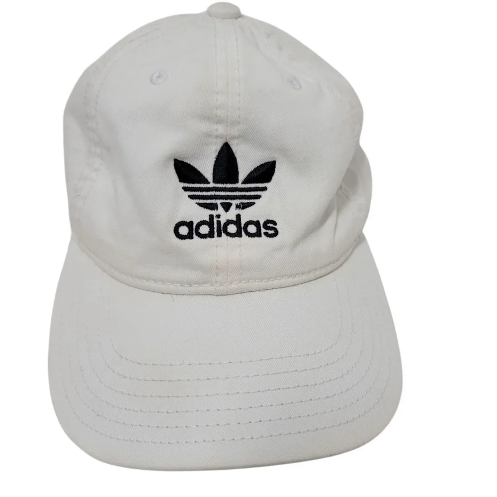Adidas Baseball Hat Cap White One Size Embroidered Logo Excellent Condition